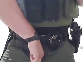 uniformed policeman pissing handsfree and balls out amateur big cock daddy
